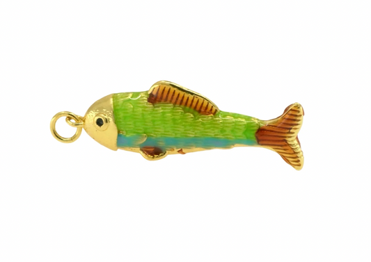 Gold Painted Bass Fish Pendant