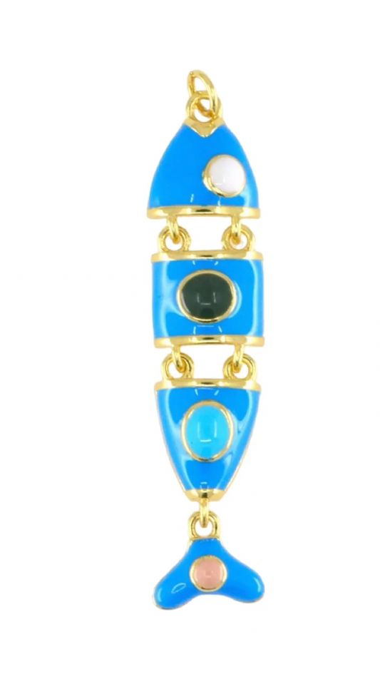 Moving Blue Painted Fish Pendant