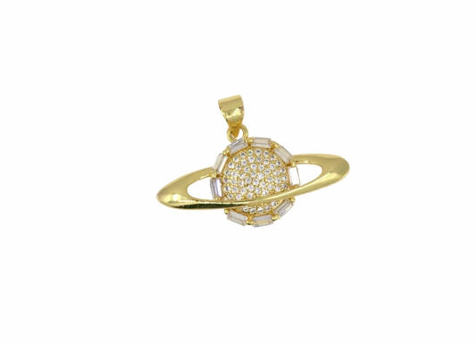 Gold Saturn Pavé Pendant