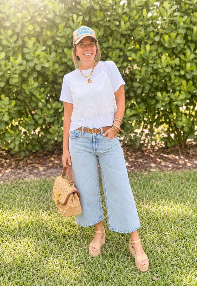 Linda Lace Layered Tee in White