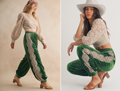 Hayley Velvet Lace Side Panel Pants