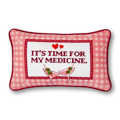 Time for my Medicine Needlepoint Pillow