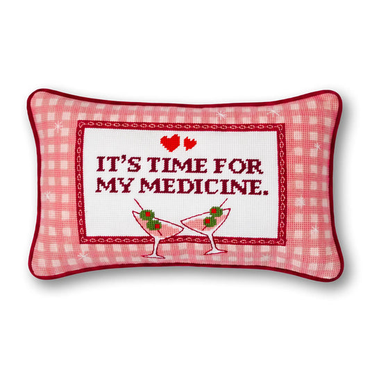 Time for my Medicine Needlepoint Pillow