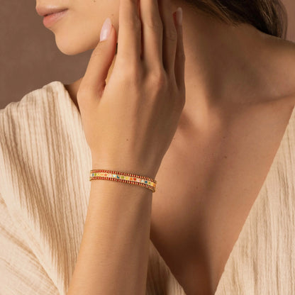 Divine Prism -  Red String Tennis Bracelet
