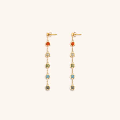 Rainbow of Hope - Multi Stone Pointer Chakra Drop Earrings