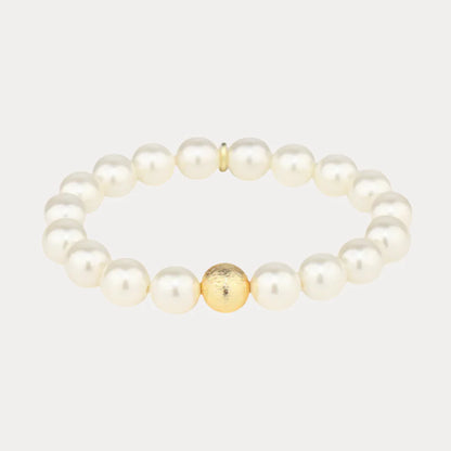 White Pearl Mala Beaded Bracelet