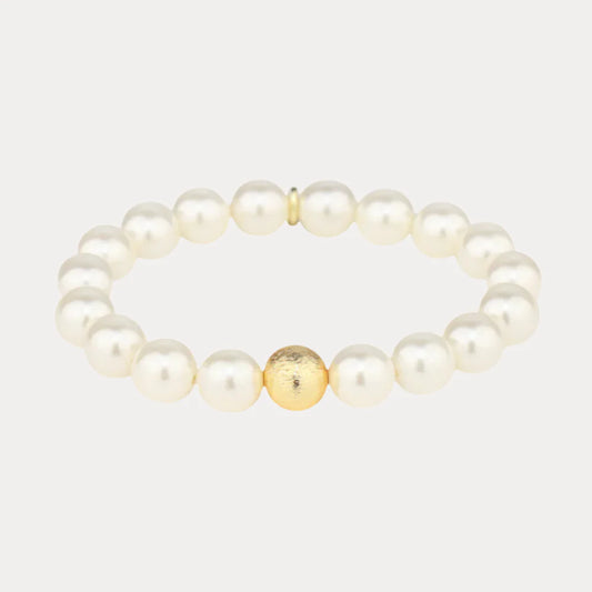 White Pearl Mala Beaded Bracelet