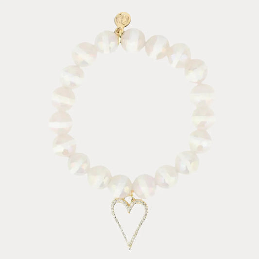 White Capiz Heart Bracelet