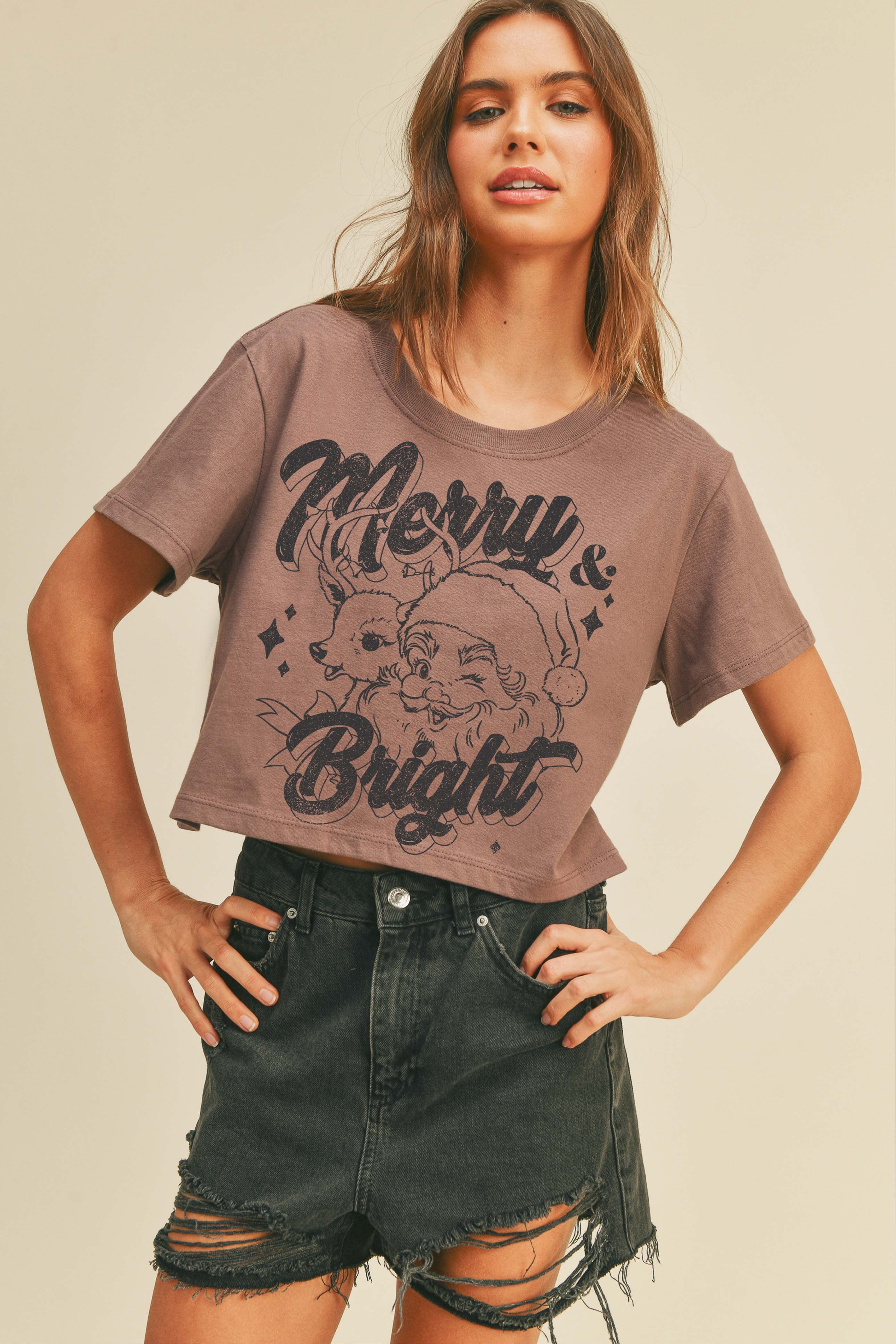 Merry & Bright Distressed tee