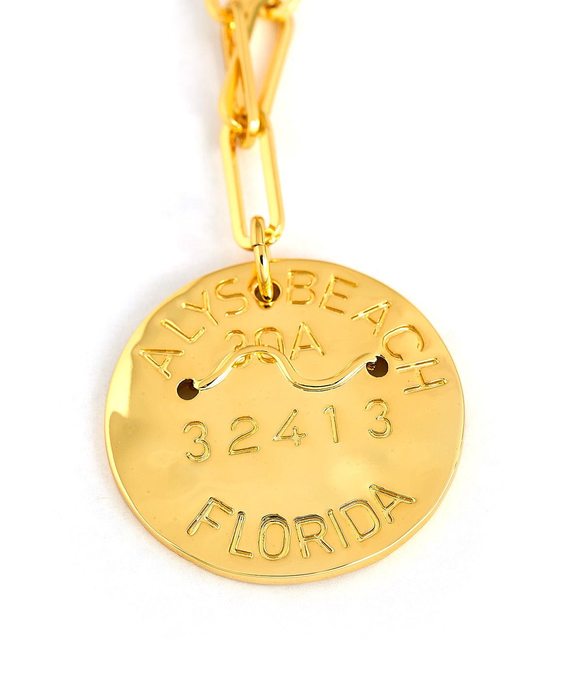 Beach Tag Charm Necklace – 18k Gold Plated