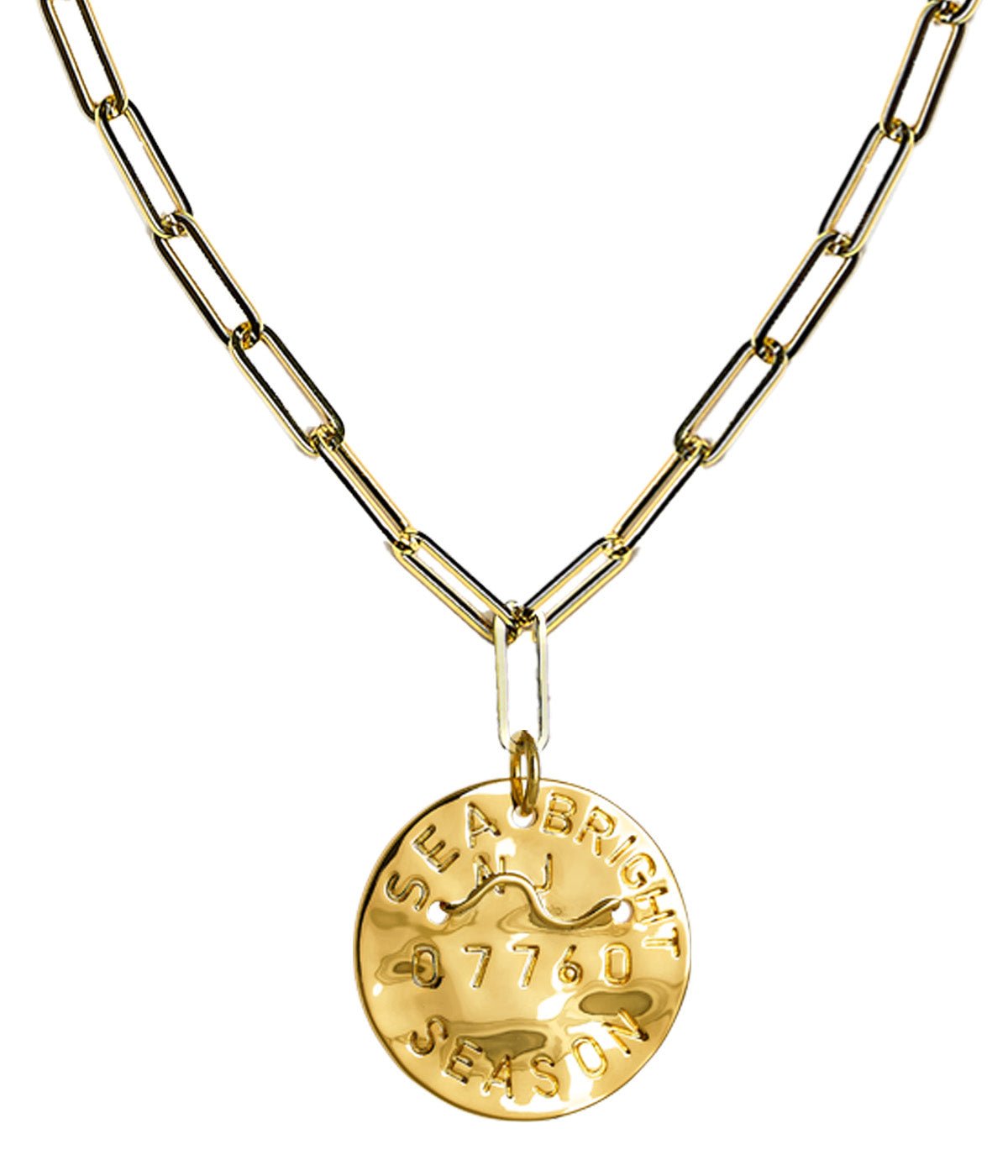Beach Tag Charm Necklace – 18k Gold Plated