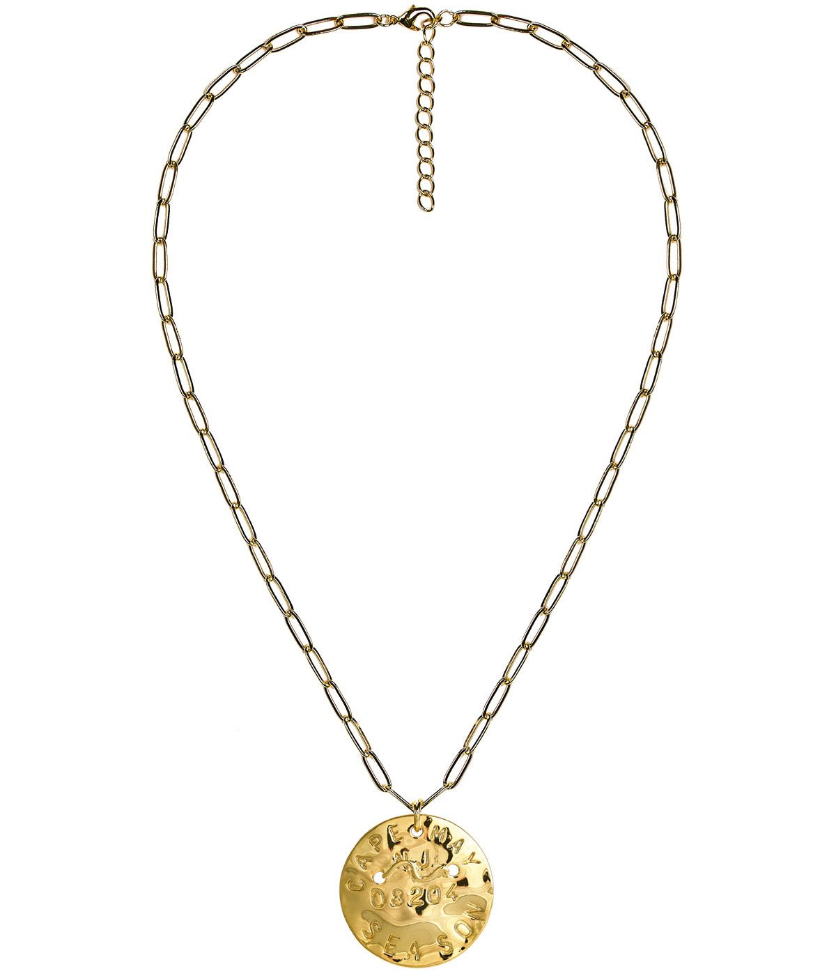 Beach Tag Charm Necklace – 18k Gold Plated