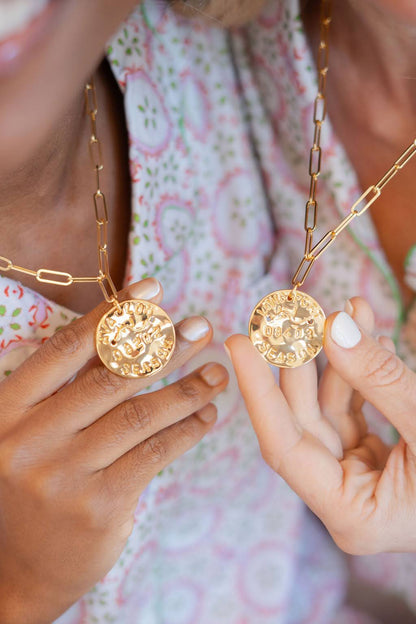 Beach Tag Charm Necklace – 18k Gold Plated