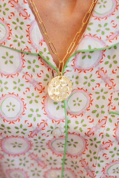 Beach Tag Charm Necklace – 18k Gold Plated