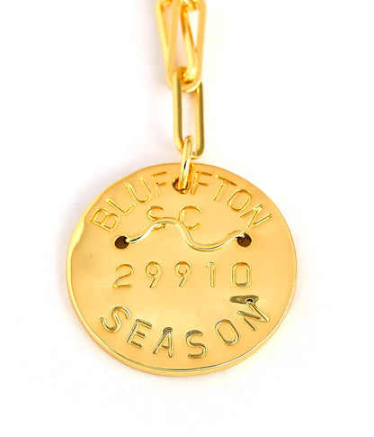 Beach Tag Charm Necklace – 18k Gold Plated