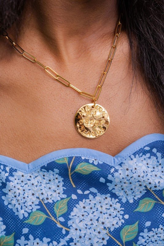 Beach Tag Charm Necklace – 18k Gold Plated