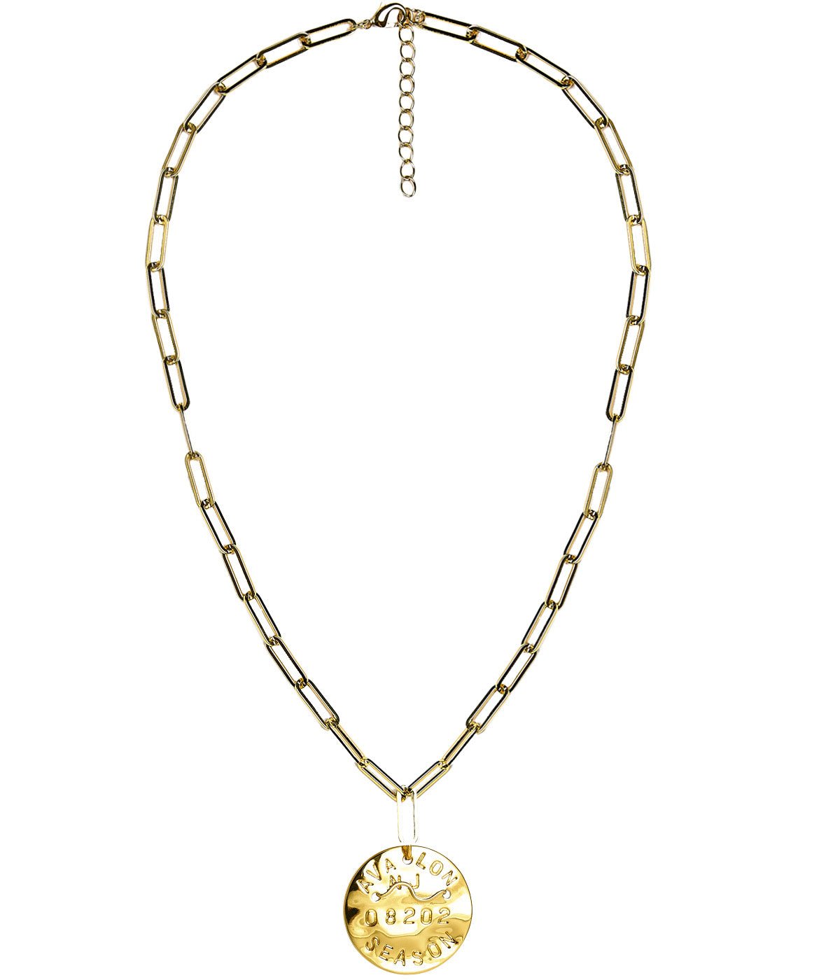 Beach Tag Charm Necklace – 18k Gold Plated