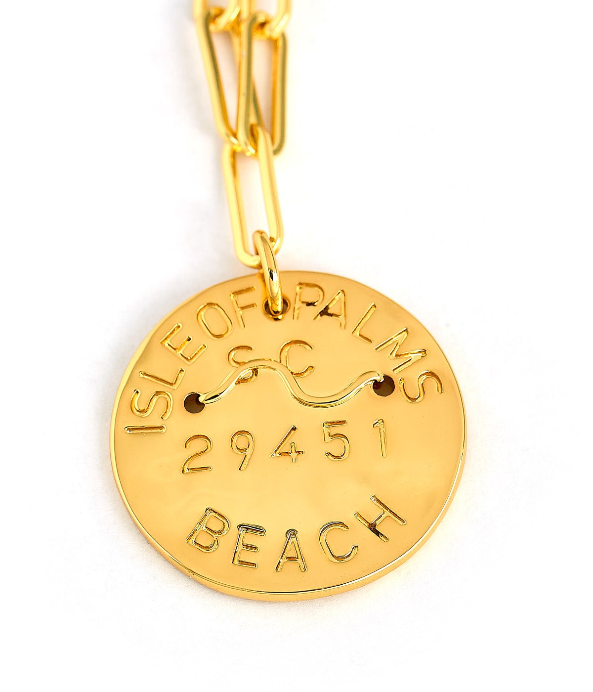 Beach Tag Charm Necklace – 18k Gold Plated
