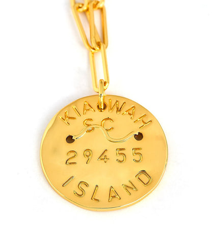Beach Tag Charm Necklace – 18k Gold Plated