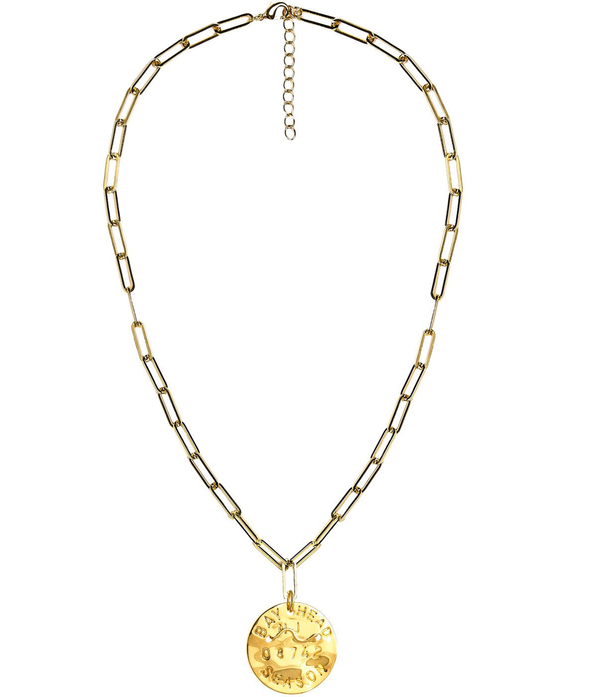 Beach Tag Charm Necklace – 18k Gold Plated
