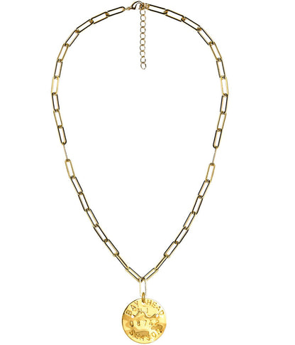 Beach Tag Charm Necklace – 18k Gold Plated