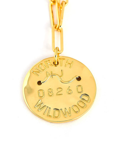 Beach Tag Charm Necklace – 18k Gold Plated