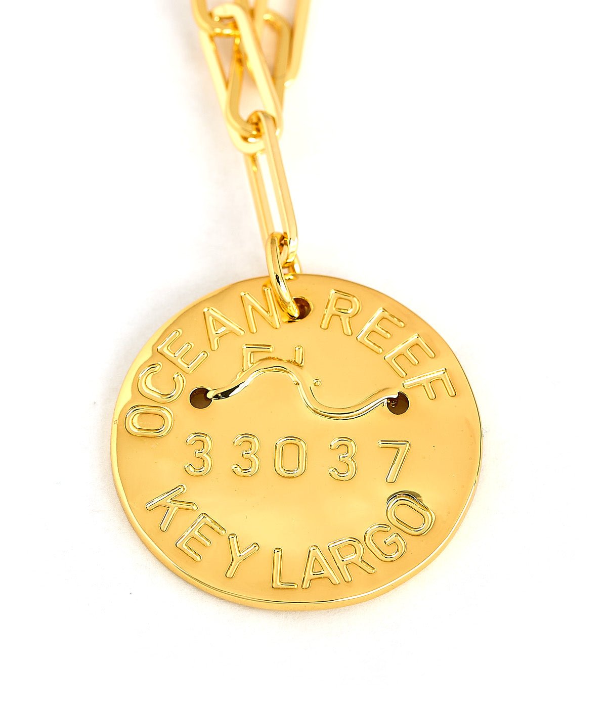 Beach Tag Charm Necklace – 18k Gold Plated