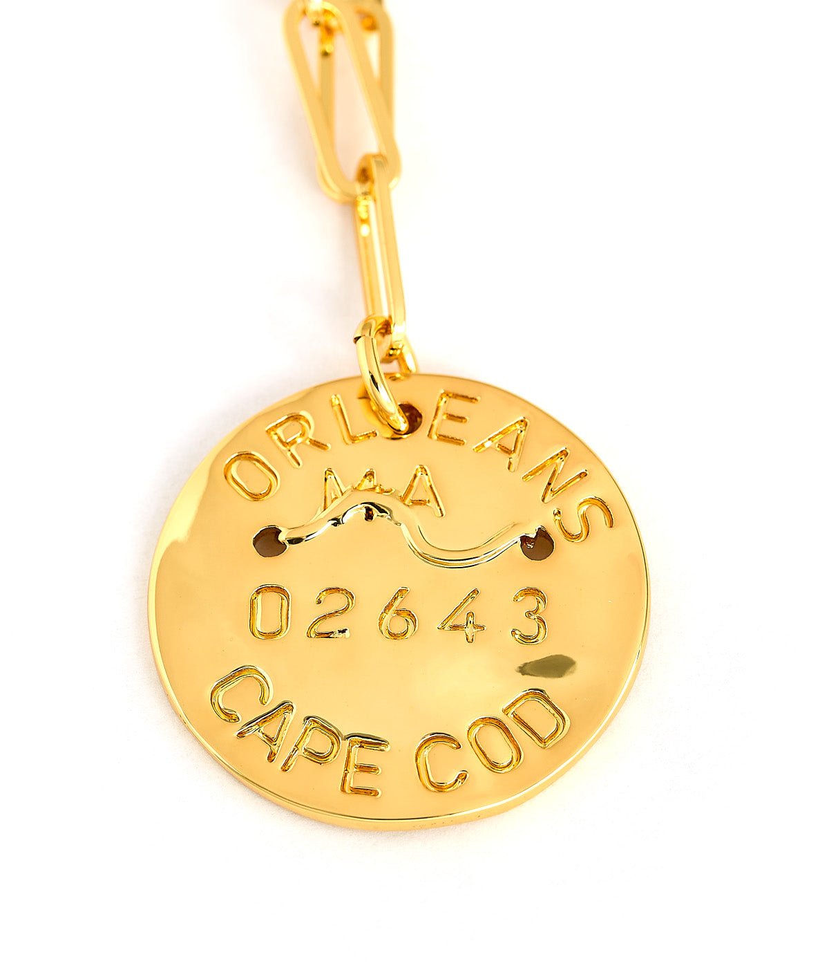 Beach Tag Charm Necklace – 18k Gold Plated