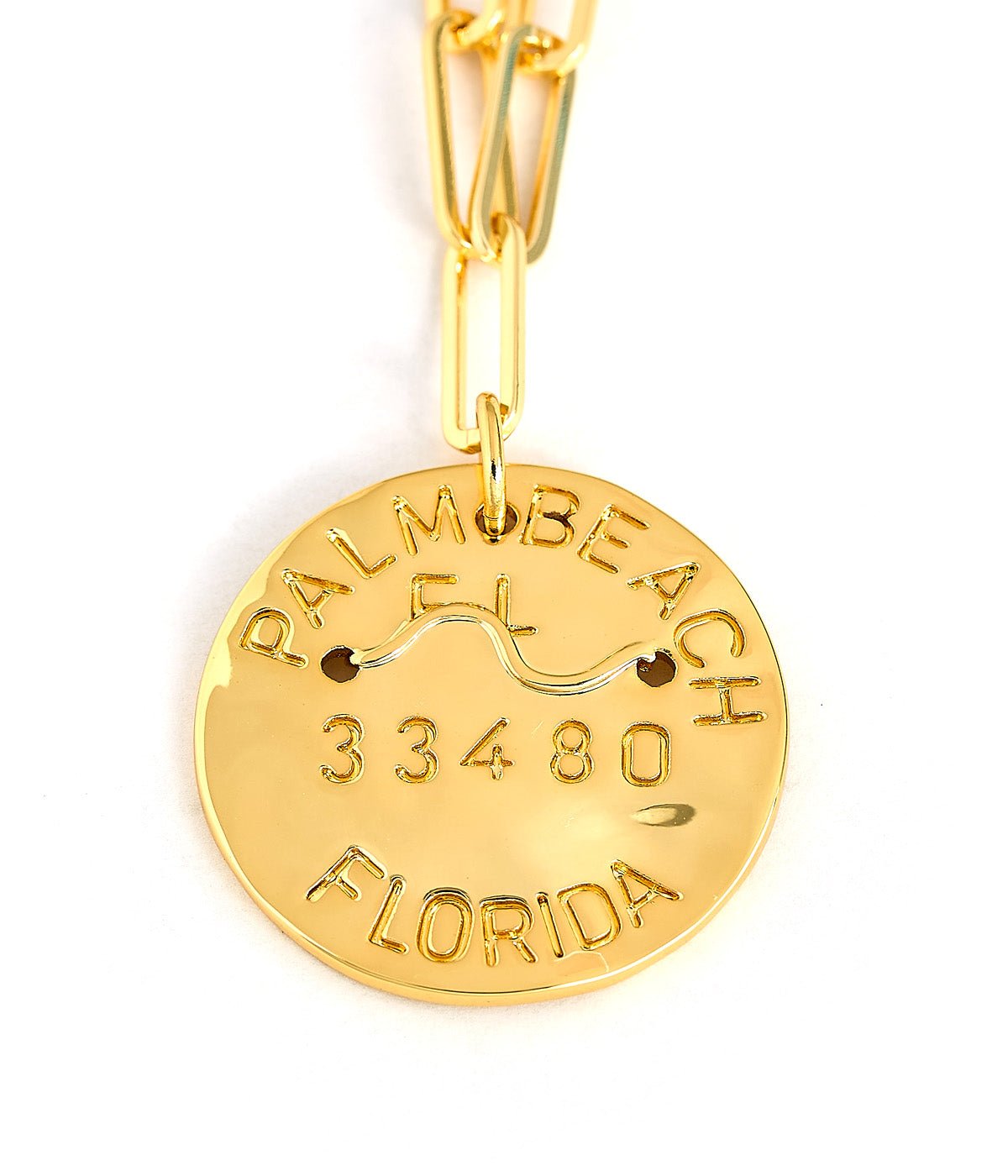 Beach Tag Charm Necklace – 18k Gold Plated
