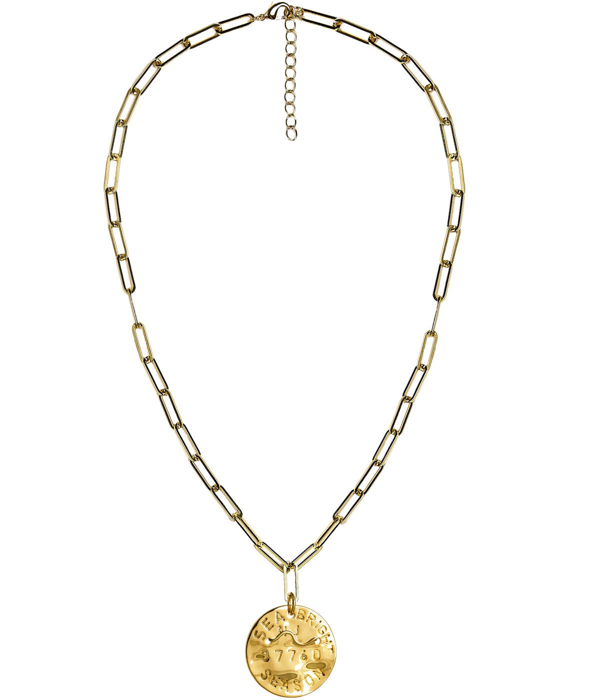 Beach Tag Charm Necklace – 18k Gold Plated