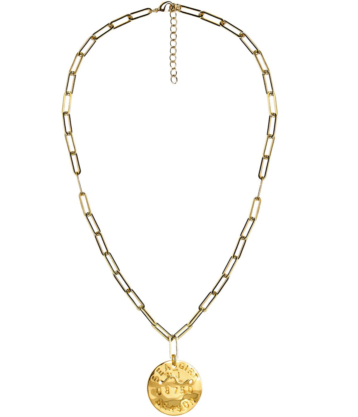 Beach Tag Charm Necklace – 18k Gold Plated