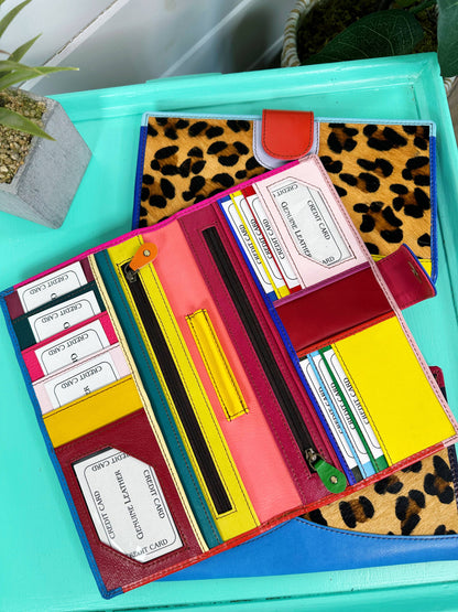 Colorful Leopard Print Wallet | Nash Leather Travel Wallet