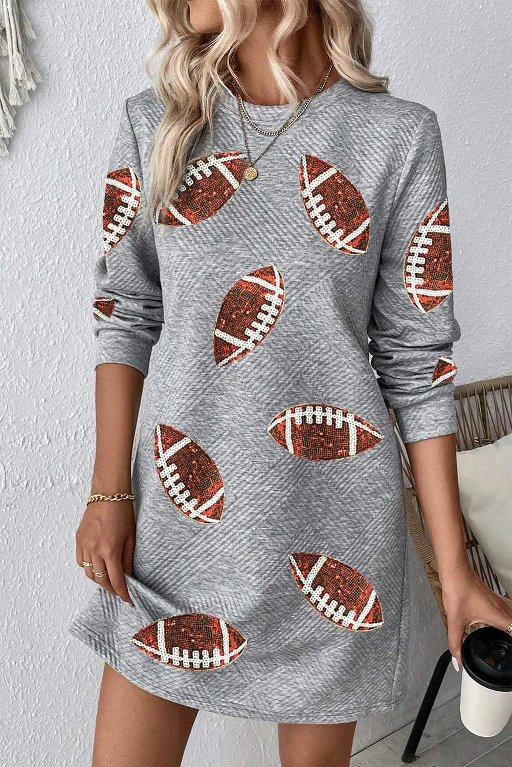 Sequin Football Long Sleeve Mini Dress PREORDER