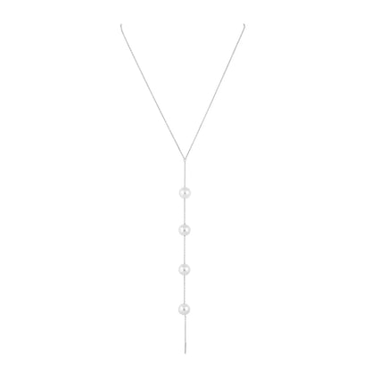 Chrissy Pearl Lariat in Silver