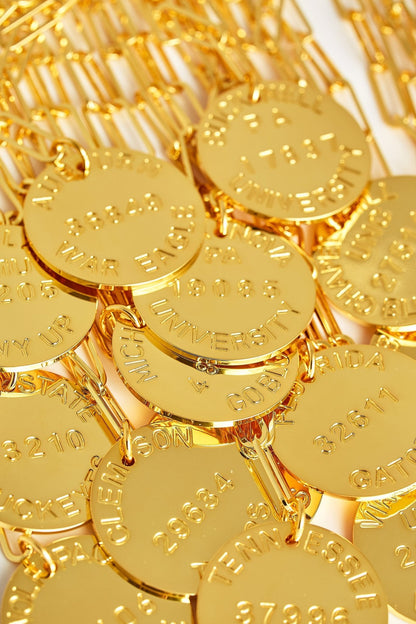 College Tag Charm Necklace - 18k Gold Plated Paper Clip Chain