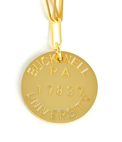 College Tag Charm Necklace - 18k Gold Plated Paper Clip Chain