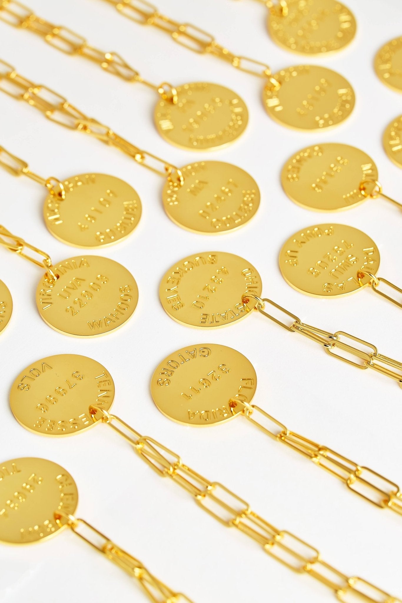 College Tag Charm Necklace - 18k Gold Plated Paper Clip Chain