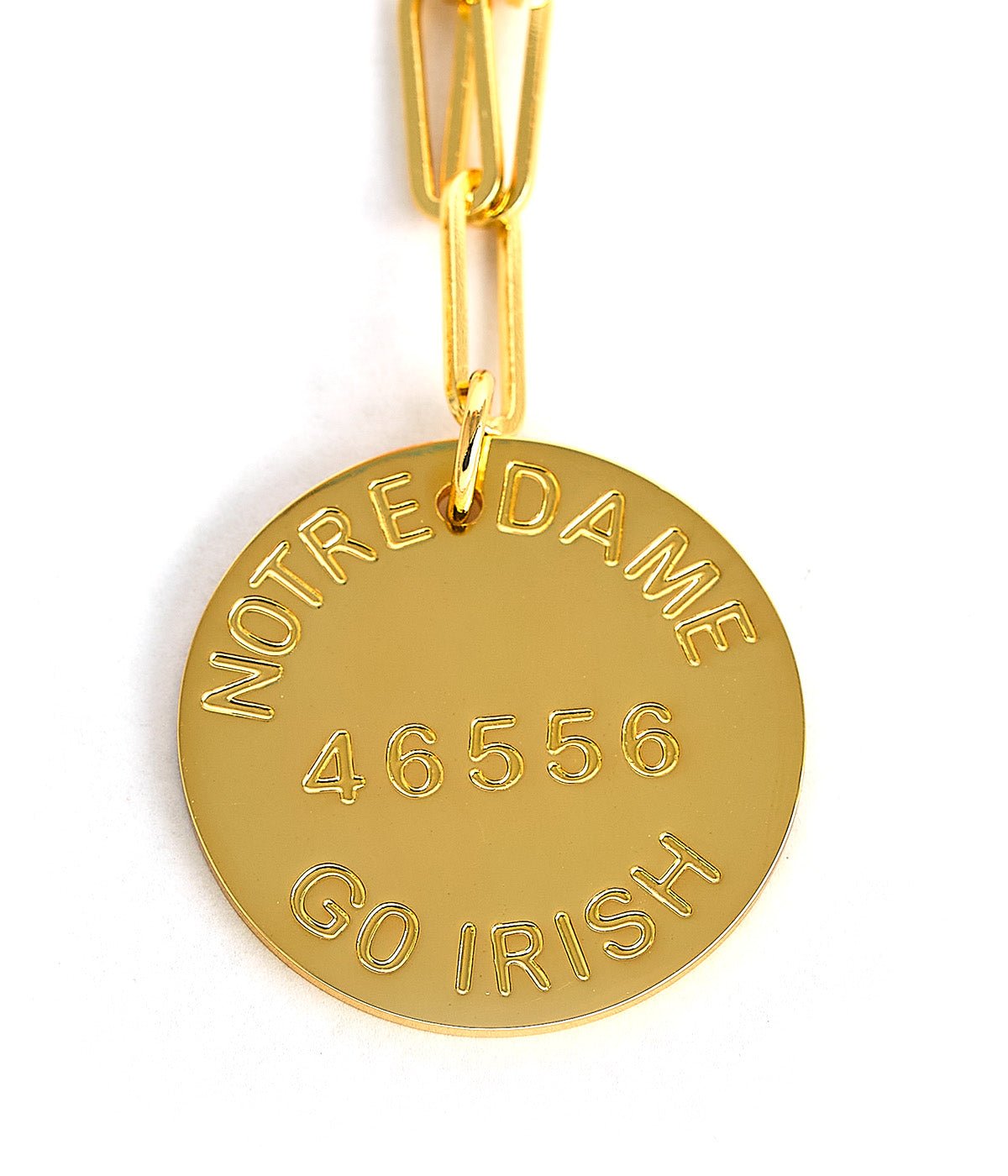 College Tag Charm Necklace - 18k Gold Plated Paper Clip Chain
