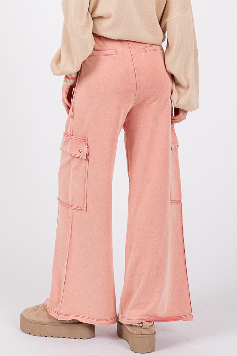 Knit Terry Mineral Wash Wide Leg Pants