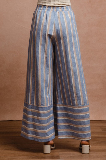 Striped Wide Leg Pants with Pockets