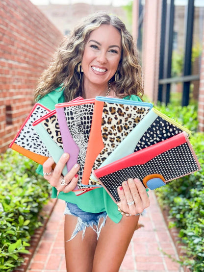 Colorful Leopard Print Wallet | Nash Leather Travel Wallet