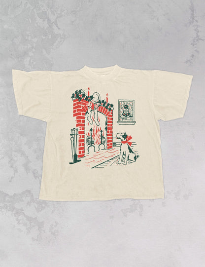 Underground Original Design: Dog at Fireplace Oversized TShirt