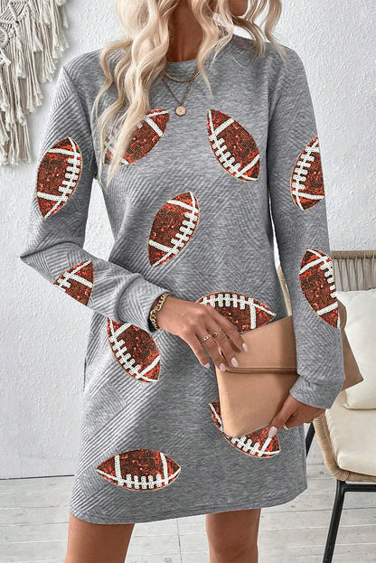 Sequin Football Long Sleeve Mini Dress PREORDER