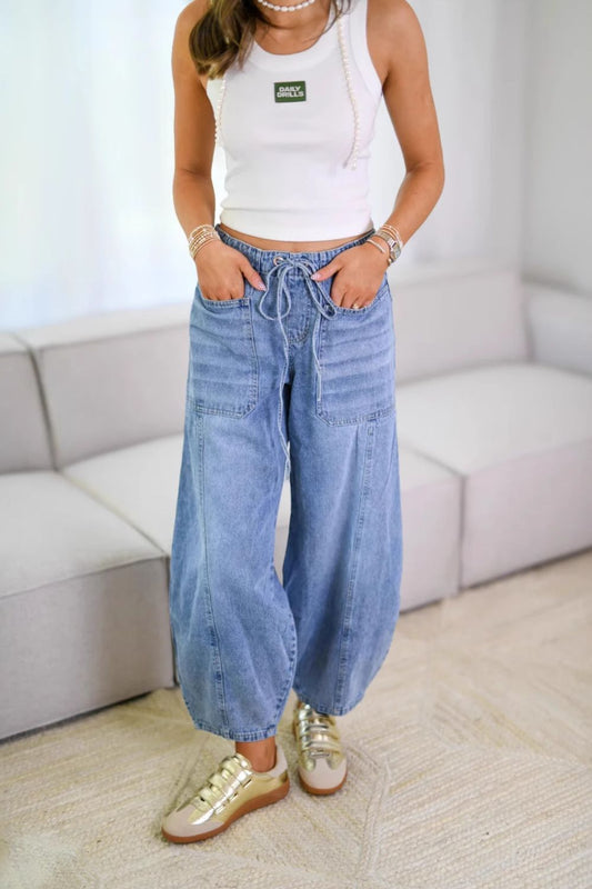 Drawstring Jeans with Pockets PREORDER