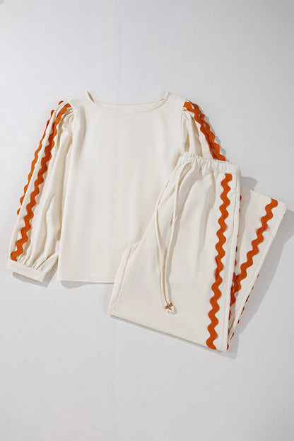 Round Neck Long Sleeve Top and Drawstring Pants Set PREORDER