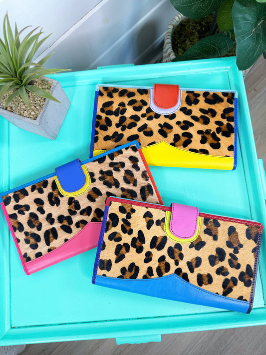Colorful Leopard Print Wallet | Nash Leather Travel Wallet