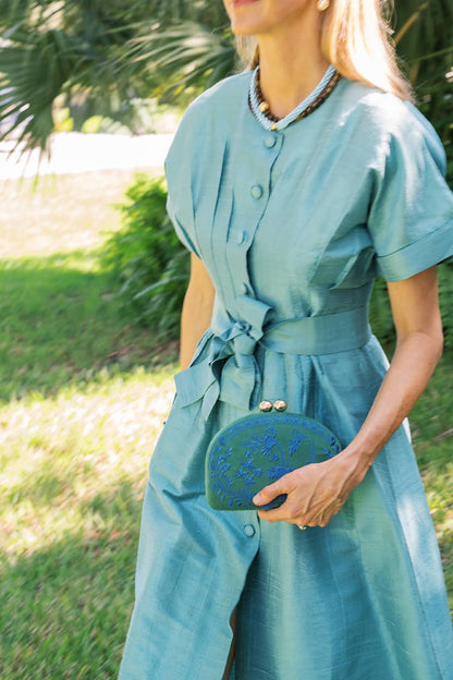 Garden Party- Green Combo- Embroidered Clutch