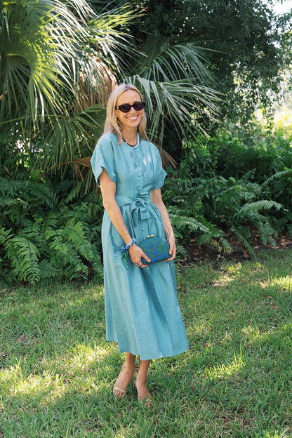 Garden Party- Green Combo- Embroidered Clutch