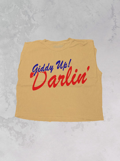Underground Original Design: Giddy up Darlin', Western Vintage Cropped Muscle Tank