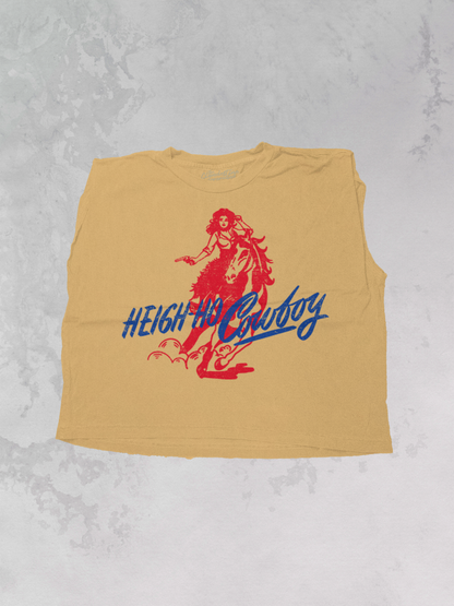 Underground Original Design: Heigh-Ho-Cowboy, Western Vintage Cropped Muscle Tank
